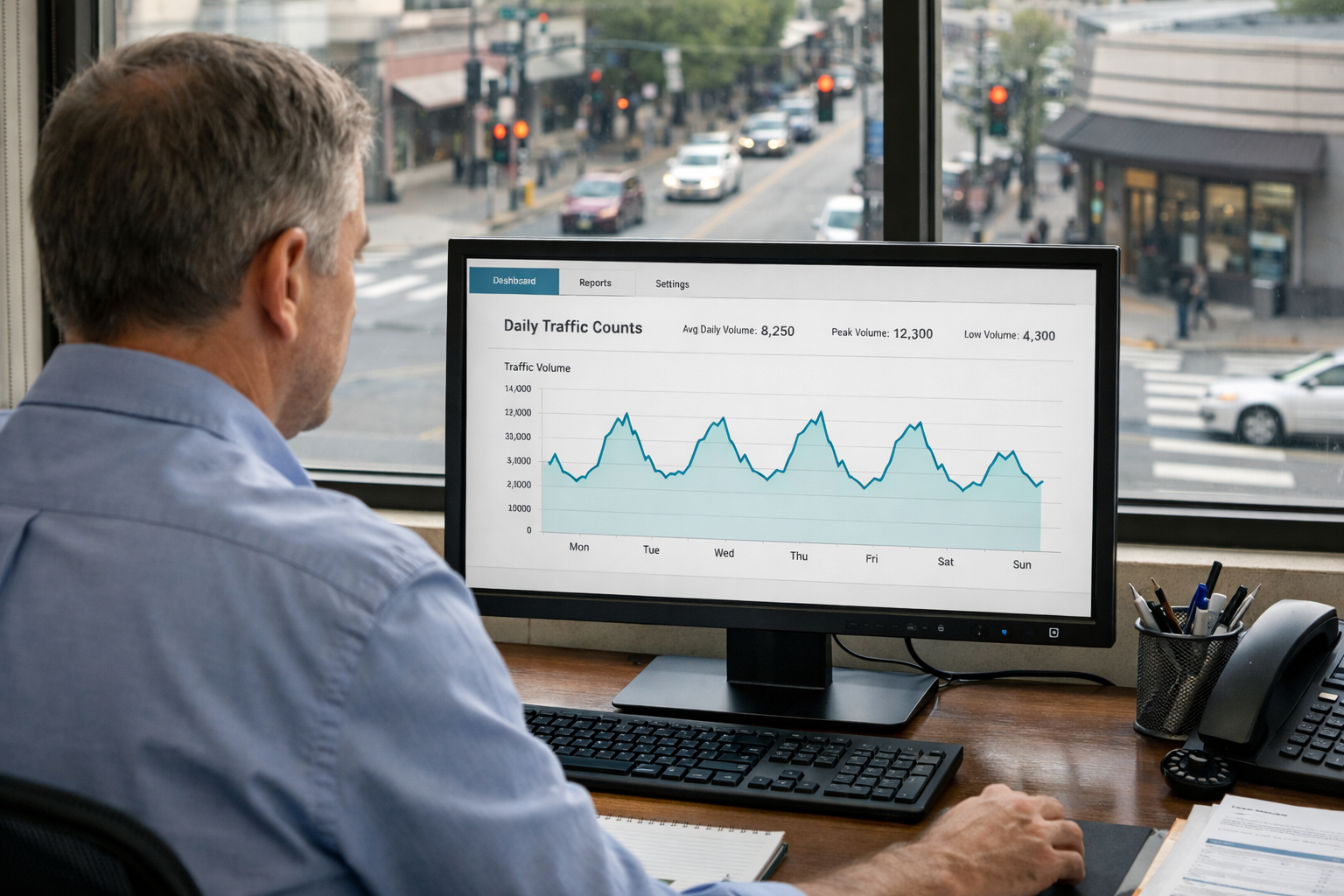 Analyst reviewing baseline data